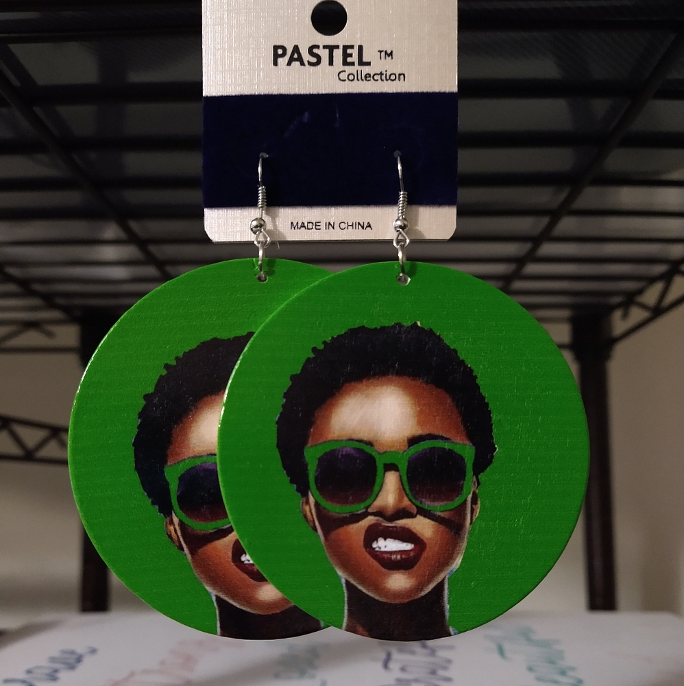 African Pop Art Wooden Earrings *New*